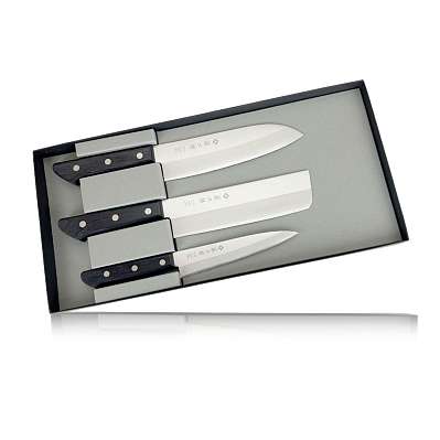 Набор из 3-х Кухонных ножей TOJIRO GIFTSET (TBS-300),  в подарочной упаковке, 13,5см, 16,5см, 17см  фото 1